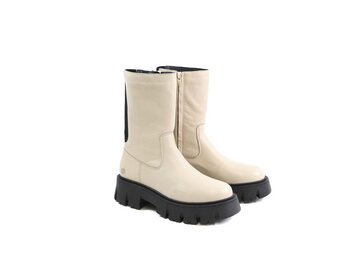 Apple of Eden - Chunky Zip Boot - GENEVA 68 IVORY - Beige