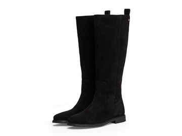 Tommy Hilfiger-FLAG SUEDE LONG BOOT ZIP-Schwarz