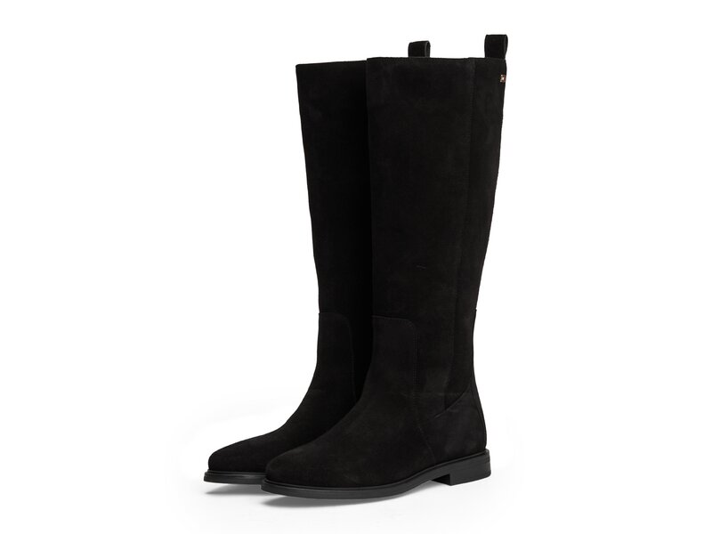 Tommy Hilfiger-FLAG SUEDE LONG BOOT ZIP-Schwarz 