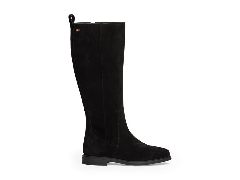 Tommy Hilfiger-FLAG SUEDE LONG BOOT ZIP-Schwarz 