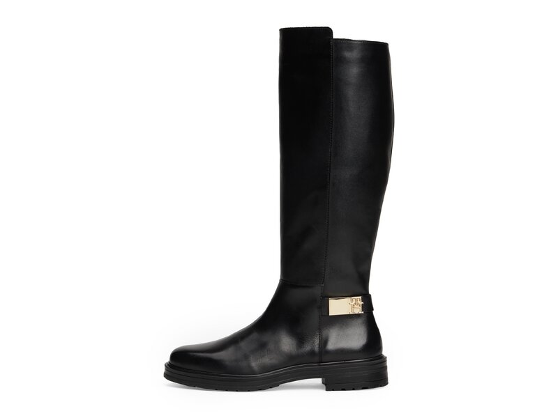 Tommy Hilfiger-TH LOGO LEATHER LONG BOOT-Schwarz 